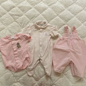 Bundle sleeper, onesie and overalls